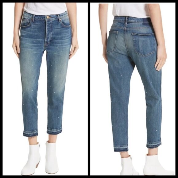 💕THE GREAT💕 The Fellow Jeans Drifter Wash with Rhinestones Button Fly 27 NWT - Picture 3 of 16